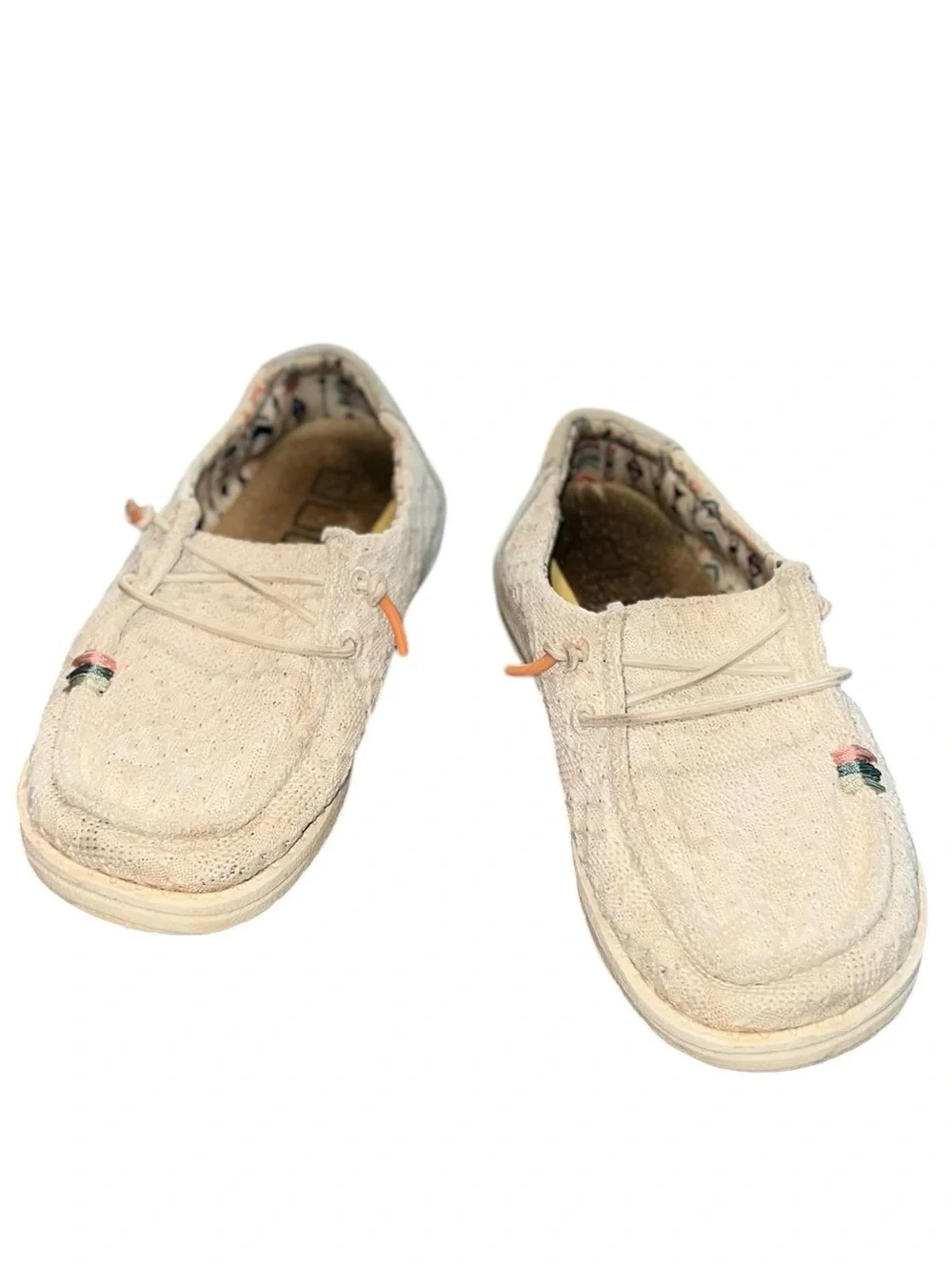 Hey Dude Wendy Youth Boho White Crochet Slip-On Shoes Kids Size 13
